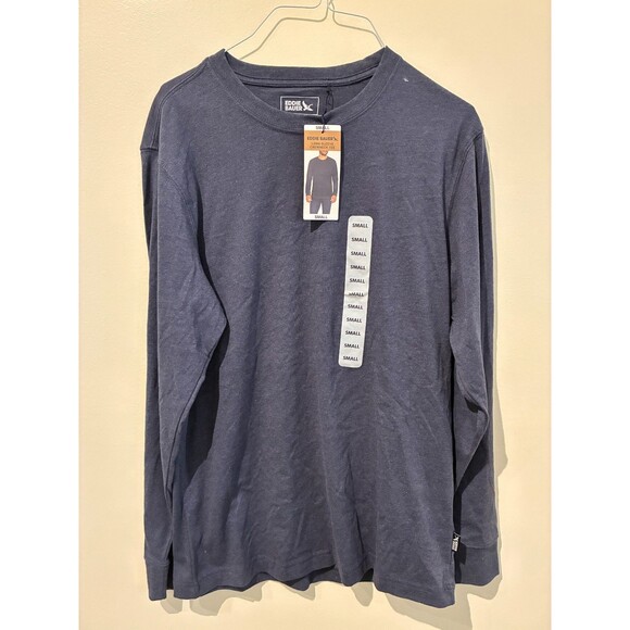 NWT Eddie Bauer Long Sleeve Crewneck Tee - Blue Heather - Men's S - Picture 1 of 5